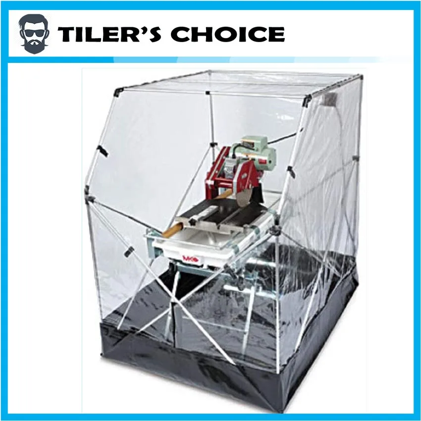Barwalt extra large wet saw tent set up for indoor tile cutting